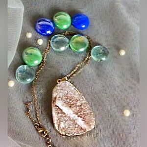 Gold Druzy Pendant Necklace